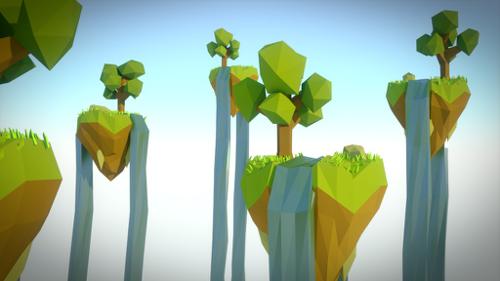 Low Poly Sky Island Scene