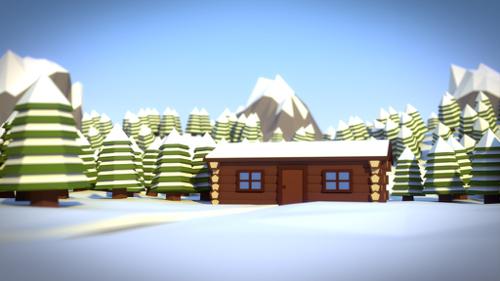 Low Poly Winter Scene with TIMELAPSE
