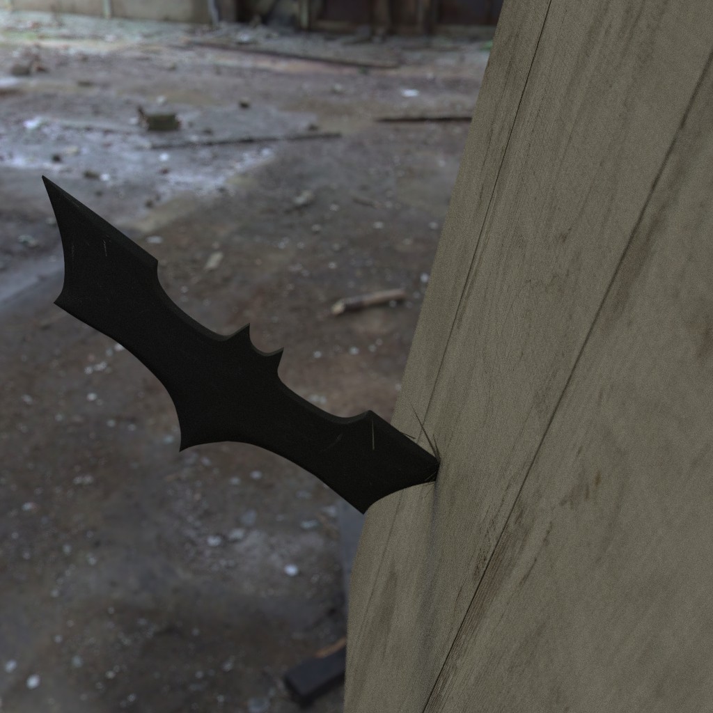 Batarang stuck in a wall