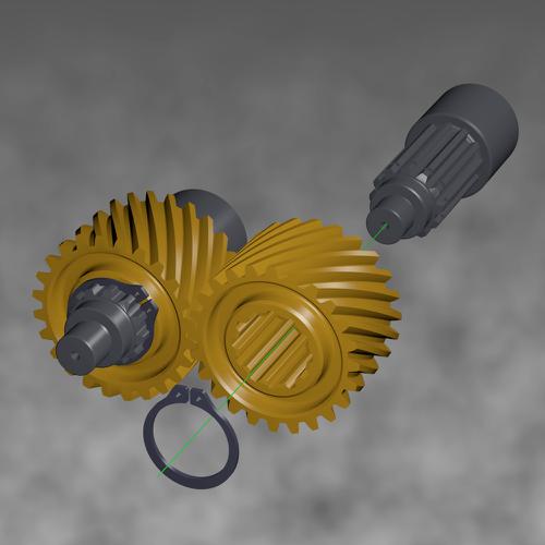 Helical gears with splined hubs