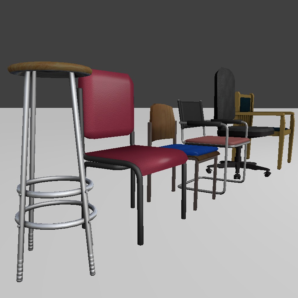 Low-Poly-Chair-Set