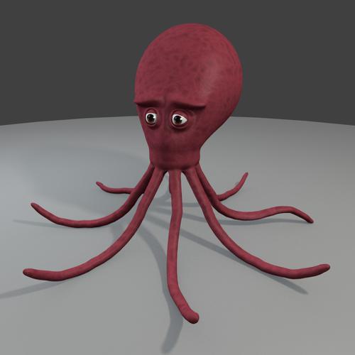 Simple rigged octopus character, not realistic but soulful
