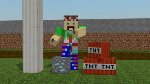 Rigged Easy to use Minecraft Character and Blocks.