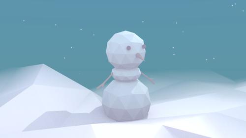 Low-poly style snowman