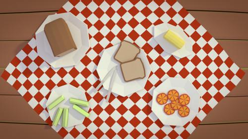 BLENDER Timelapse: Low poly picnic tableset!