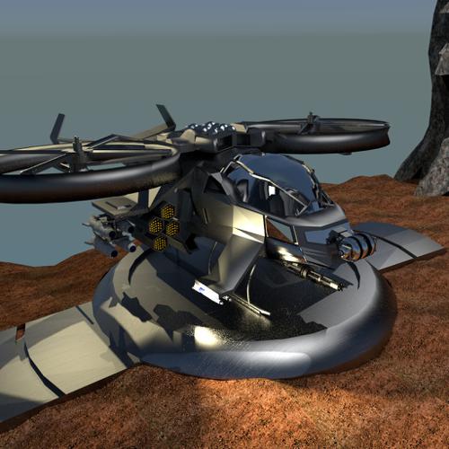 sci-fi helicopter gunship