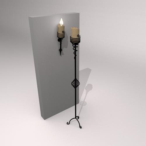 Wrought iron candlesticks