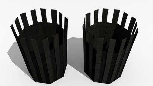 Two grungy trashcans