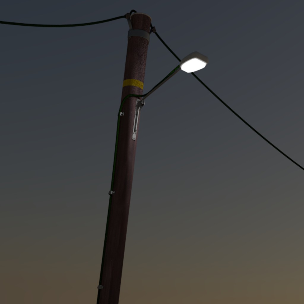 Telephone pole with streetlight