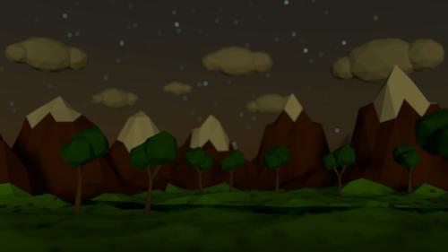 Low Poly Mountain Scene