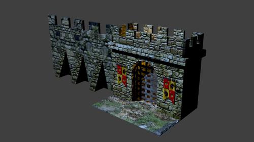Medeval Gastle Gate And Wall Section