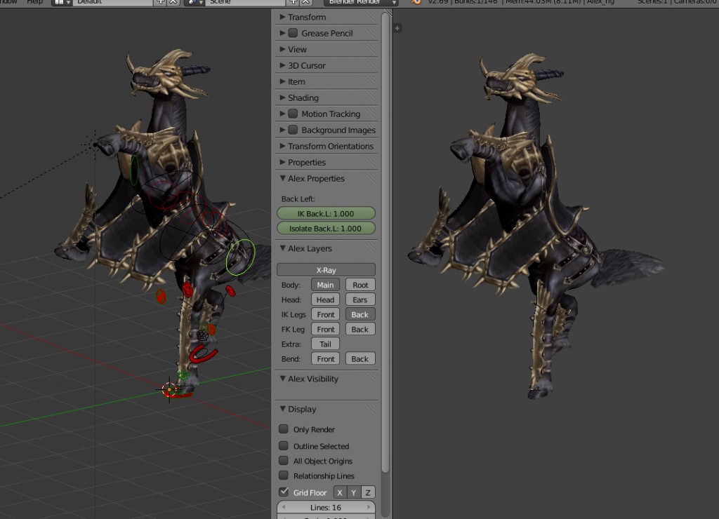 Knight Horse (remeshed, rigged, with actions)