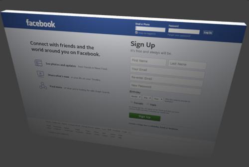 Facebook Page as 3d Postcard