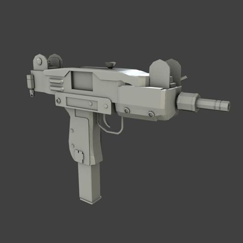 Mini-Uzi Submachine Gun (Low Poly)