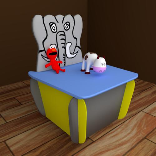 Cow & Elmo toys with elephant chairbox textured BDF