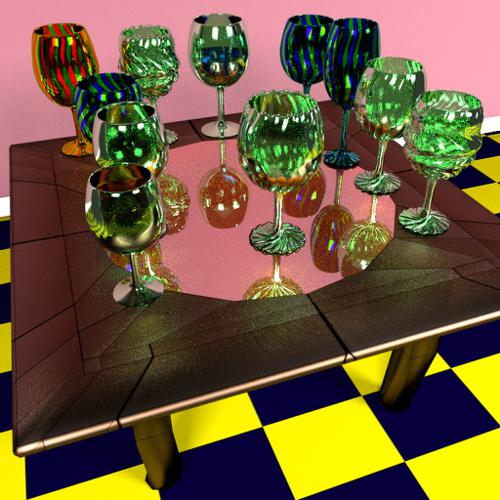 End Table with wine Glass set