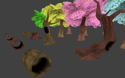 biblioteca de arvores cartoon para game.