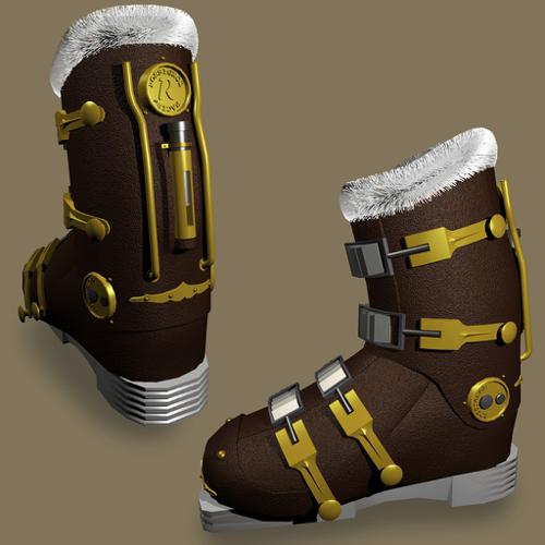 Steampunk alpine ski boot