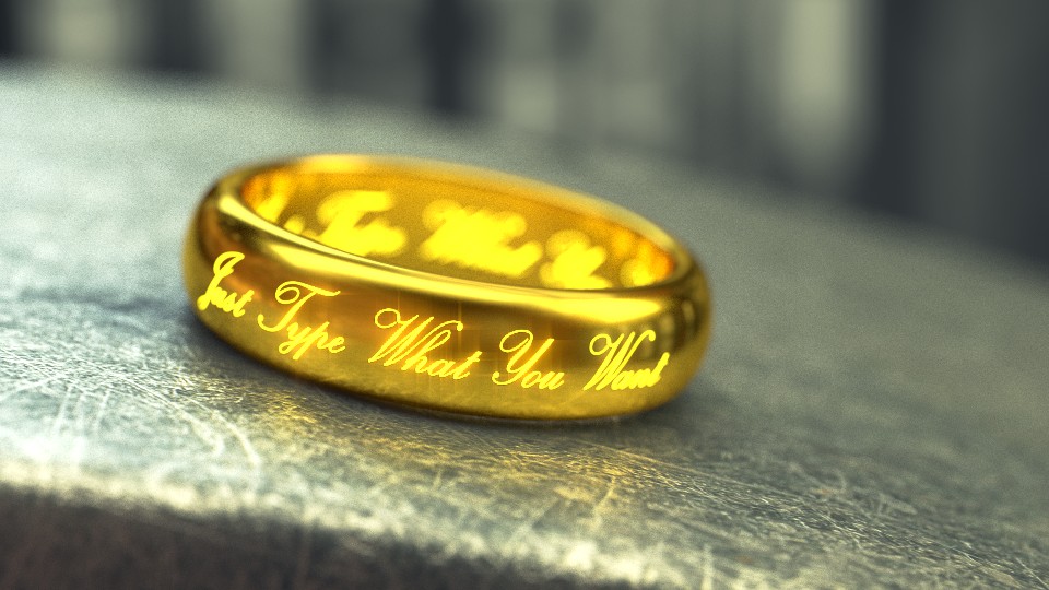 Gold ring with text