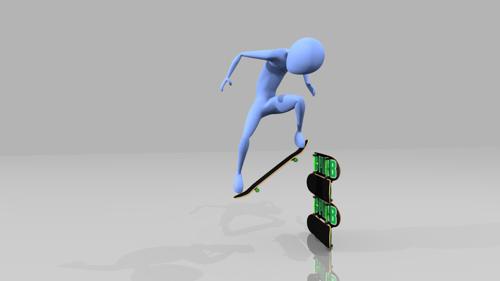 Skateboard ollie animation