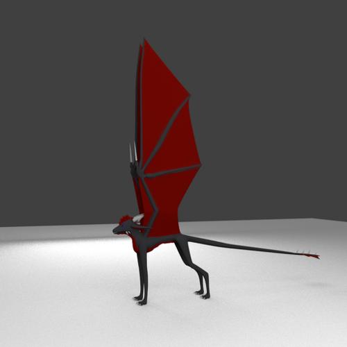 Thin Character with Bat-like Wings
