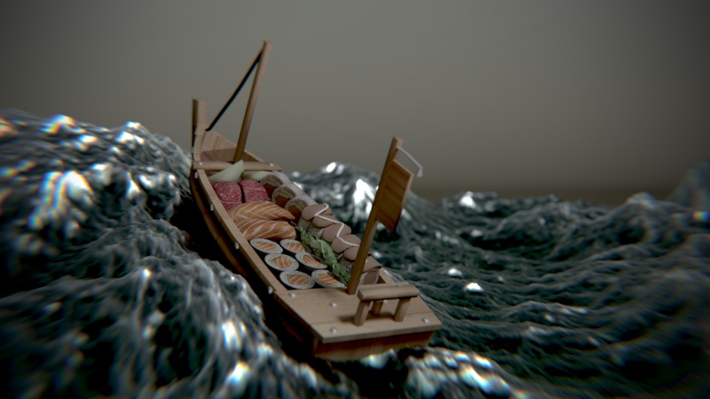 Sushi Boat in the Ocean