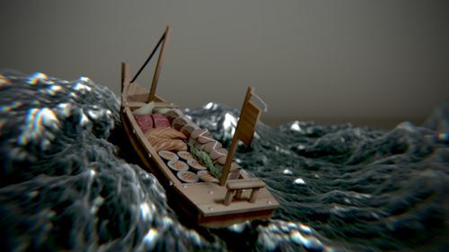 Sushi Boat in the Ocean