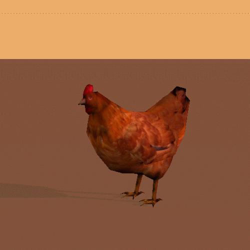 Low-poly hen (textured, rigged, animated)