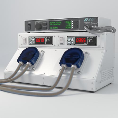 Blood pump and gas analyser