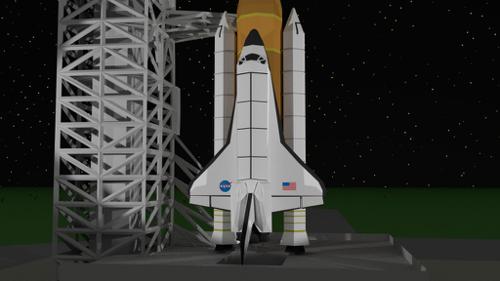 Low Poly Space Shuttle+LaunchVehicle