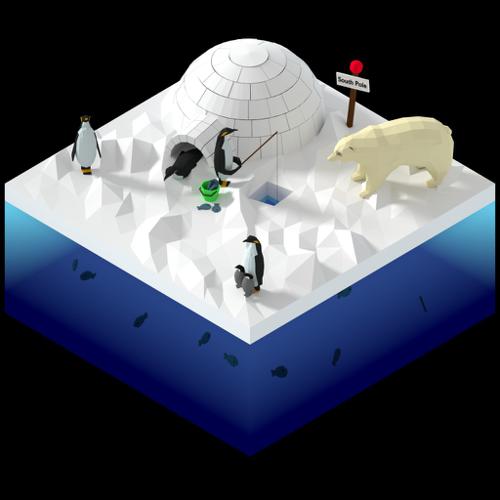 Isometric Low Poly SouthPole Scene