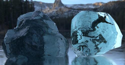 Realistic ice cubes and refraction
