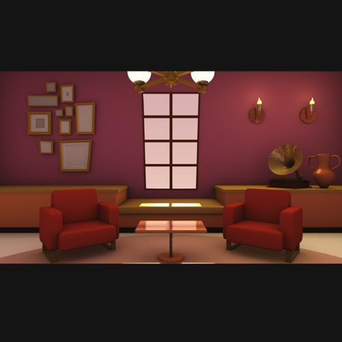 Cartoon living room