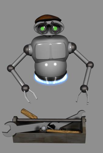 Maintenance Hoverbot - rigged, animated