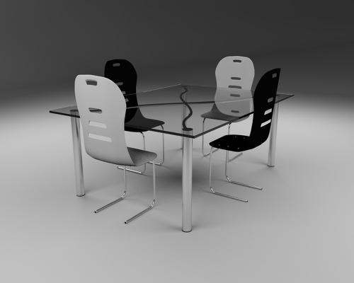 Table en verre avec des chaises