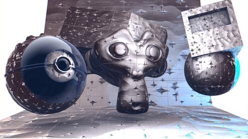 Futuristic, scratched and damaged steel