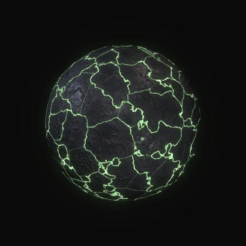 Procedural cracked glowing stone material