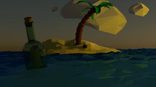 Low Poly Island In Sunset