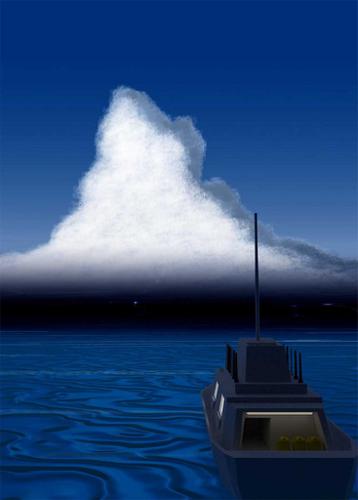 Boat in front of massive storm