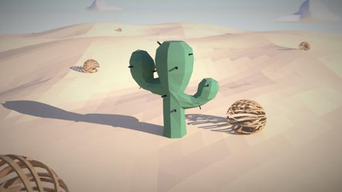 Low Poly Cactus (desert scene)