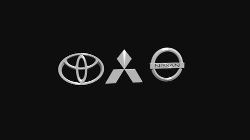 toyota,mitsubishi and nissan car logos