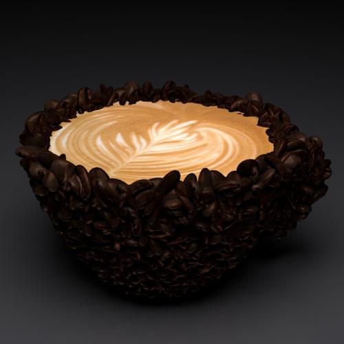 Coffee Beans Cup with Coffee Art