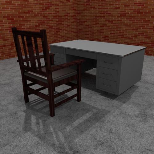 Old chair and old metal desk