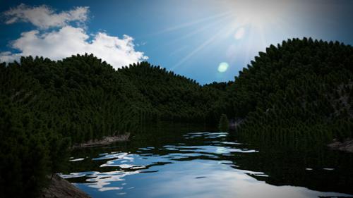 Forest with Lake Scene