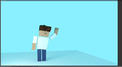 Blocky Man Low Poly Textured Rigged