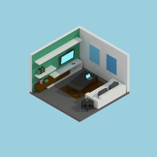 Isometric low poly room