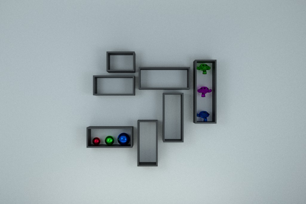 Randomly arranged shelves