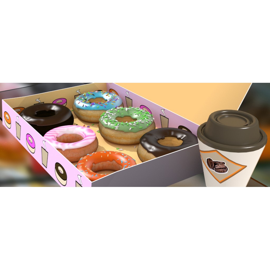 Box of Donuts with Coffee