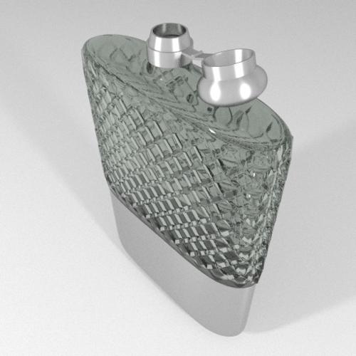 Hip flask in glass and silver