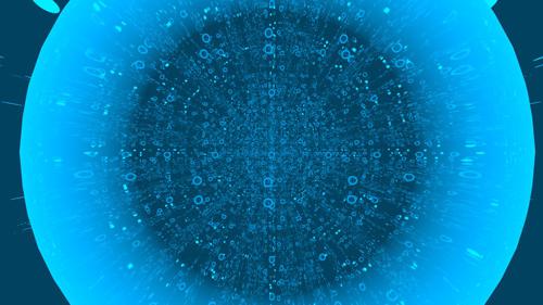 Binary data travelling (abstract neon balls)
